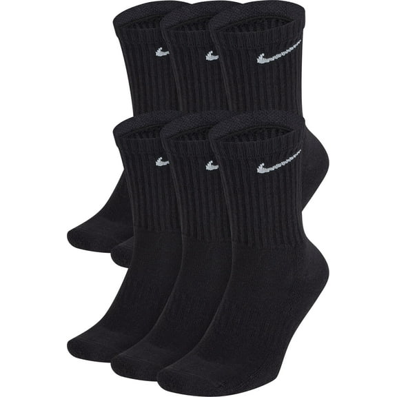 Nike Kids' Everyday Cushioned Crew Socks - 6 Pack (Black/White, )