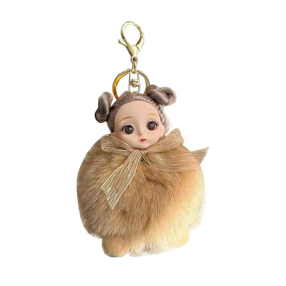 Gqtwoy Furry Doll Keychain Pendant, Cute Bag Charm, Soft Backpack Accessory, Portable Car Key Decoration, Stylish Keyring for Everyday Use, Adorable Gift Option