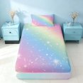 thumbnail image 4 of Homewish Ombre Blings Print Twin Sheets for Girls, Cute Rainbow Bedding, 3pcs (1 Flat Sheet, 1 Fitted Sheet and 1 Pillowcase), 4 of 6