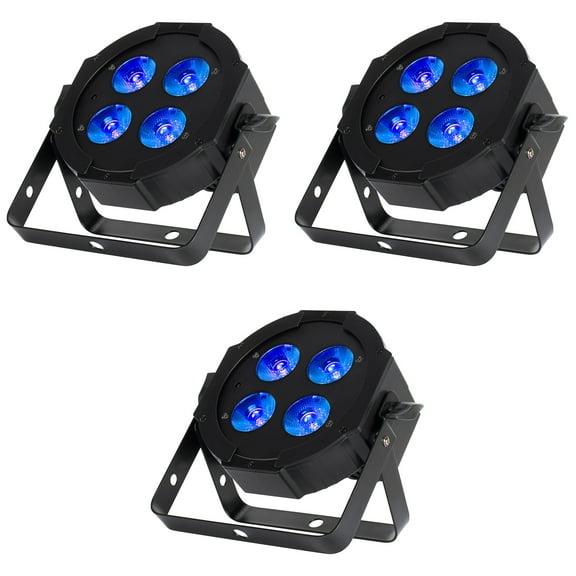 3 American DJ Eliminator Lighting Mega Hex L Par RGBLA UV LED Wash Lights Remote