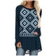 thumbnail image 1 of Mujeres Casual Tribal Wind Impreso Manga larga O-cuello Pullover Blusa Camiseta Tops Pompotops  FGAJ1367, 1 of 5