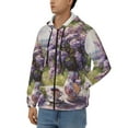 thumbnail image 3 of Kdxio Lilacs Teapot Scenic Painting Print Men Hoodies Casual Hoodies for Men with Zip Pockets Full Zip Long Sleeve Sweatshirt Sports Hooded Jacket-XX-Large, 3 of 5