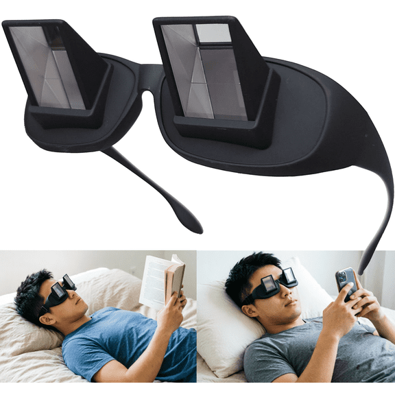 Woaeety Prism Horizontal Lazy Glasses Prism Glasses Fits Over Glasses Lazy Readers for Reading/Watching TV Lying Down in Bed/Sofa, 90 Degree, Myopia Presbyopic usable, Unisex