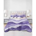 thumbnail image 3 of Quilts Twin XL Size, Purple Waves Coastal Soft Comforter Bedding Set for Bed, PurpleOmbre Summer Beach Oceans Lightweight Quilted Bedspread with Pillow Cover(2 Pieces) for All Season, 68x98 Inch, 3 of 6