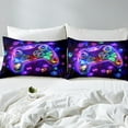 thumbnail image 4 of Erosebridal Purple Gamepads Sheet Set Twin,Video Game Bedding Sets Twin Size,Gradient Neon Twin Sheet Sets,Microfiber Gaming Room Decor,3pcs, 4 of 7