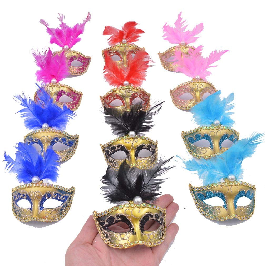 12pcs Small Masquerade Mask,Mardi Gras Halloween Party Decoration Mask