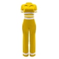 thumbnail image 6 of XFLWAM Women's Sexy Ribbed Two Piece Outfit Short Sleeve V Neck Crop Top High Waisted Wide Leg Long Pants Tracksuits Yellow S, 6 of 6