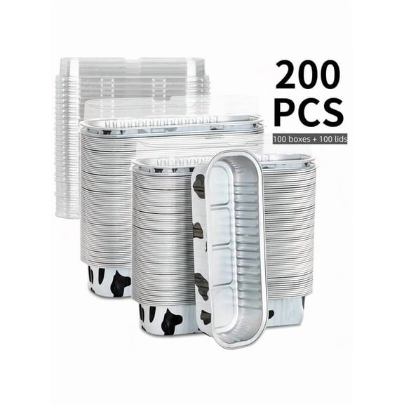 100pcs Mini Aluminum Foil Loaf Pans with Lids - 6.8oz Baking Containers for Cakes & Desserts. Perfect Gift For 2026.
