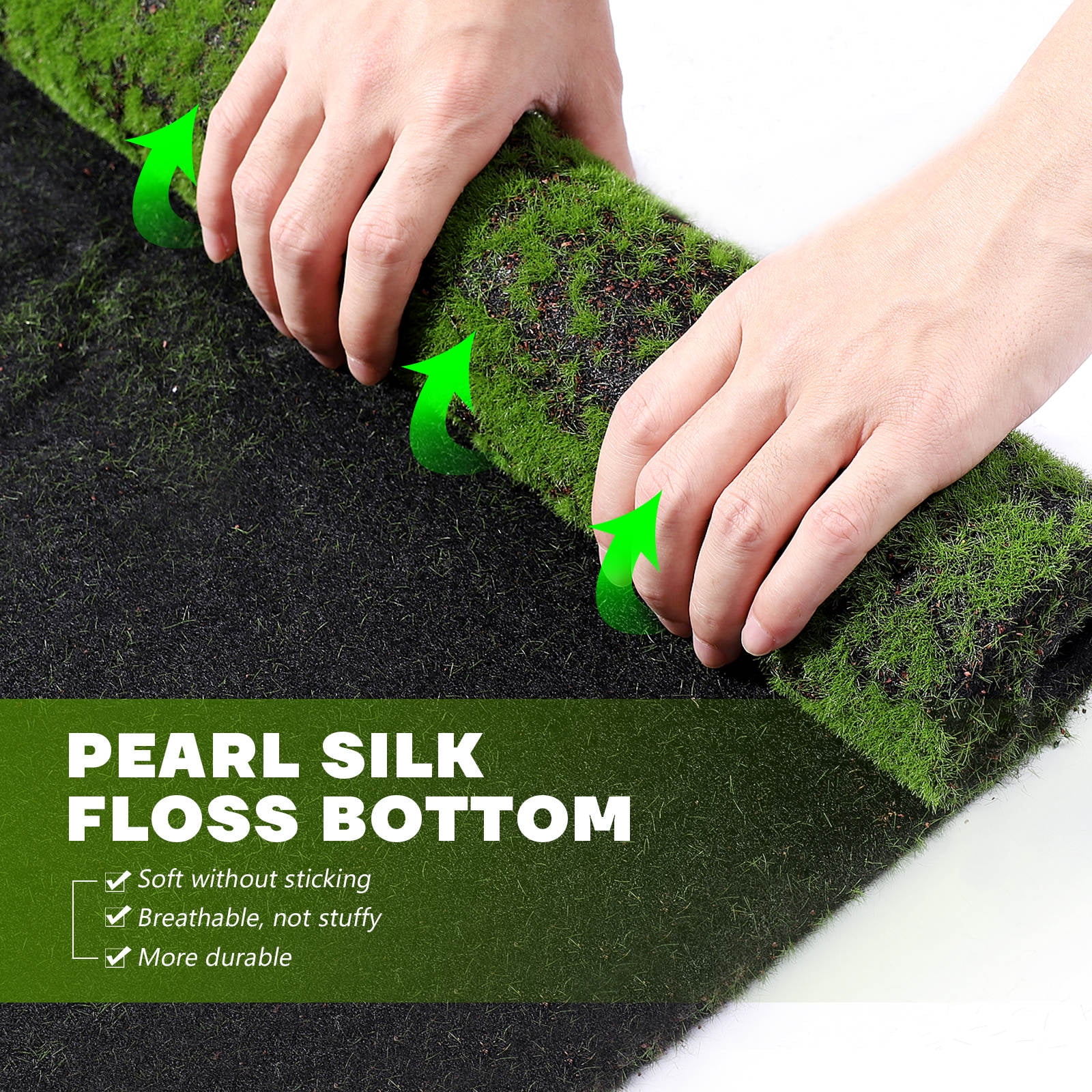 RENACLIPY Soft Artificial Turf Green Moss Mat, Faux Grass Rug for Home, Patio, Garden Decoration and Landscaping