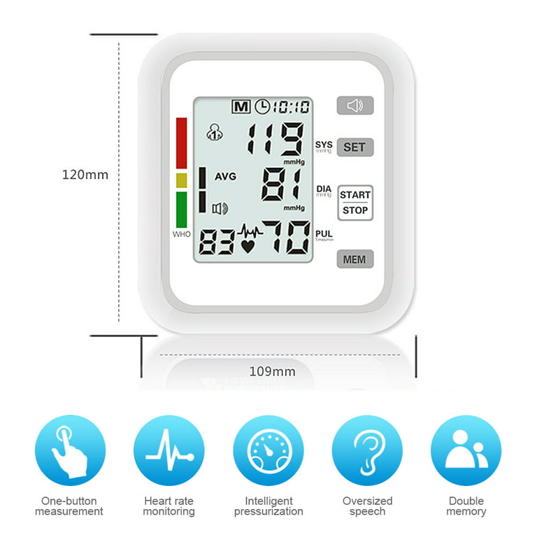 Amerteer Blood Pressure Monitor, Upper Arm Rechargeable BP Monitor Machine  with LED Display and Speaker, 2-User with 90 Memory Each, Soft Wide-Range  Cuff, FDA Compliant 