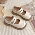 thumbnail image 5 of GiLiling Girls Mary Jane Dress Shoes, Double Strap with Heart Buckle, Thick Non-Slip Sole PU Leather Flats School Casual Footwear (Beige, 8-9 Years), 5 of 9