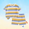 thumbnail image 5 of Asxite Boys 1-14 Years Striped Short Sleeve Crewneck Tops with Shorts 2 Piece Set Blue 2-3 Years, 5 of 5