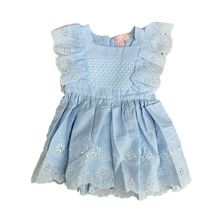 

Infant & Toddler Girls Light Blue Sleeveless Cotton A-Line Baby Dress 12 Months