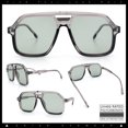 thumbnail image 2 of Mens Large Square Aviator Sunglasses Retro Navigator UV400 / Slate - Green, 2 of 7