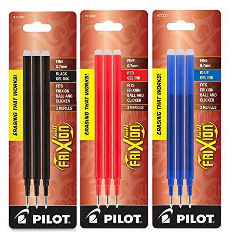 Frixion Extra Fine Point Erasable Gel Pen, Black/Blue/Red - 3 pack