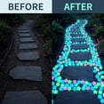 thumbnail image 4 of Fuebueo 100 Pcs Glow in the Dark Star Pebbles, Yellow Luminous Stones for Outdoor Walkway, Fish Tank, Garden Path, and Landscaping Decor, Solar Powered Waterproof Rocks, 4 of 6