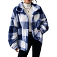 thumbnail image 3 of Eiyaclvo Fuzzy Plaid Jacket for Women Thick Warm Winter Coat Button Down Long Sleeve Collar Fleece Jackets Flannel Shackets with Pocket, 3 of 8