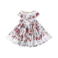 thumbnail image 2 of Enfants Bébé Fille Motif Floral Lotus Feuille Coton Robe Robe d'Été, 2 of 3