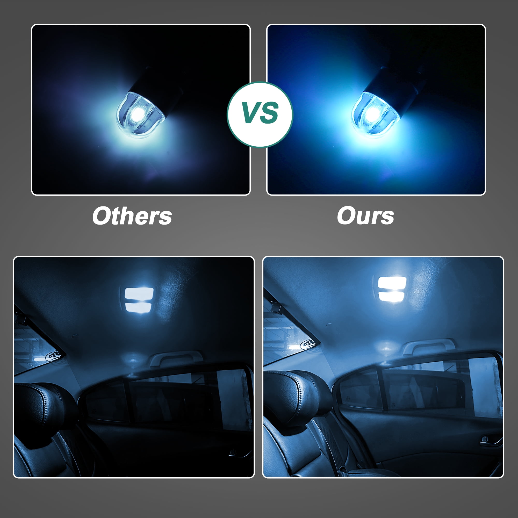 10 Pcs Car Interior 194 LED Light Bulb T10 168 175 921 W5W for Dome Light Map Light Door Light Ice Blue Walmart