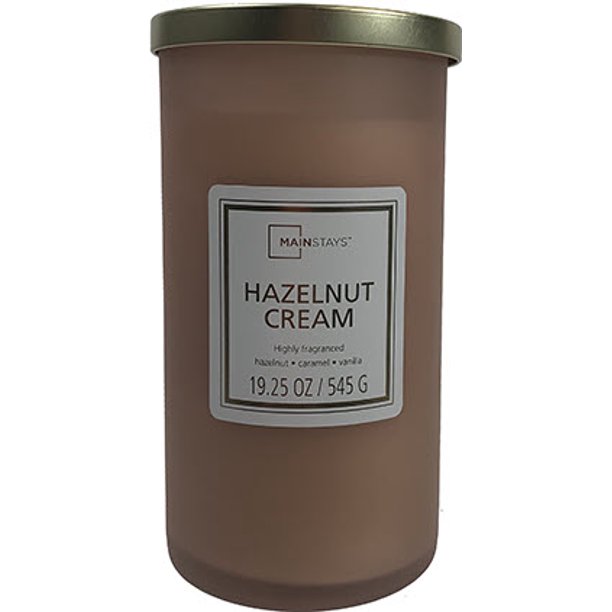 Mainstays Frosted Glass SingleWick Candle 19 oz, Hazelnut Cream