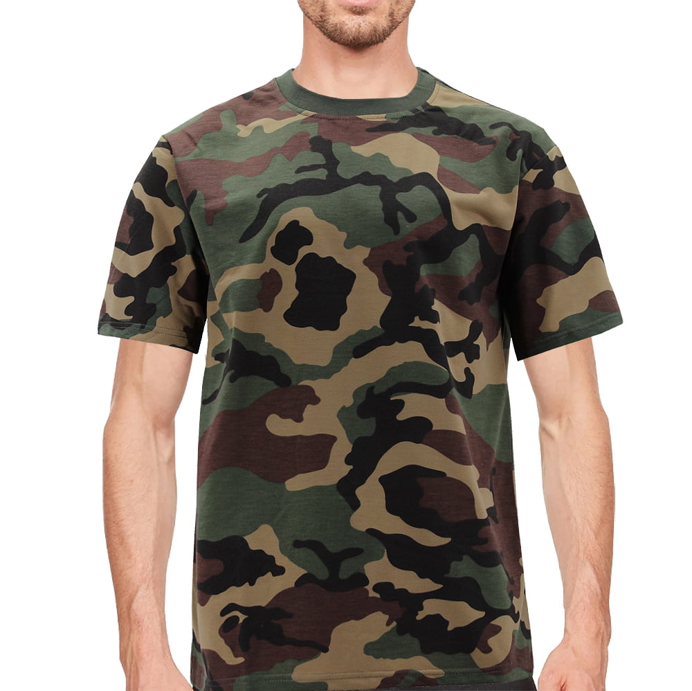 Men's Classic Crewneck Camouflaged Pattern Shirt Lightweight Army T ...