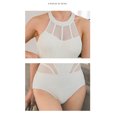 thumbnail image 4 of Maillot de Bain une Pièce en Maille pour Femmes Contrôle du Ventre Col Haut Dos Nu Découpé-Blanc, 4 of 5