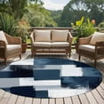 thumbnail image 5 of 7ft Round Rug, Navy Blue White Non-Skid Rubber Backing Large Area Rugs - Living Room Bedroom Home Office, Modern Abstract Art Oil Painting Geometric Indoor Floor Mat Carpets Washable Rug, 5 of 9