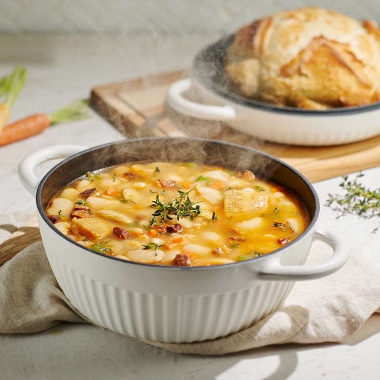 TRAMONTINA 鋳鉄 両手鍋 ホワイト 約25cm Tramontina 4 QT Enameled Cast Iron Dutch Oven for Bread Baking