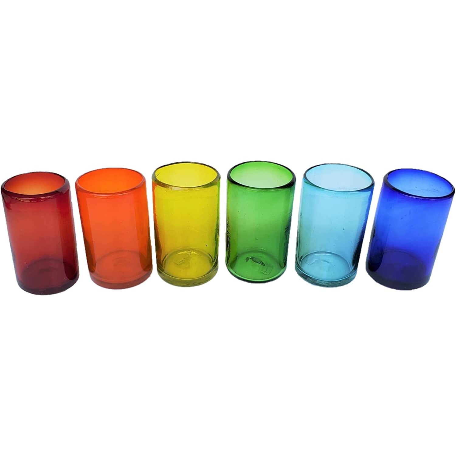 QUIETTCEX Rainbow Colored 14 oz Drinking Glasses (set of 6), Recycled
