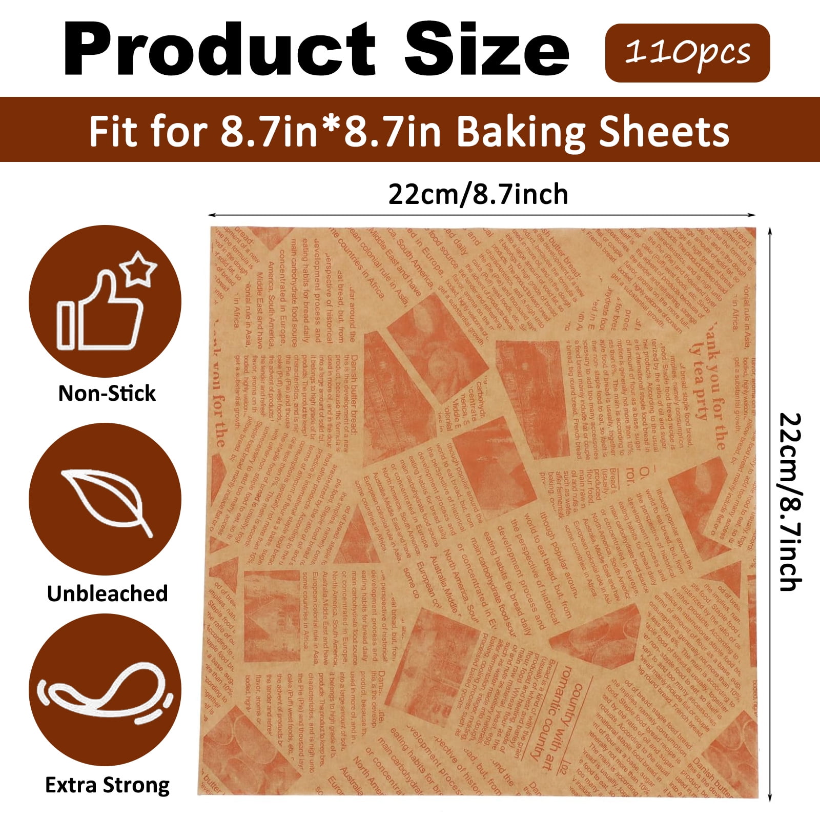 Papier Sulfurisé Alimentaire 100 Feuilles – 30x30 Cm – Imperméable, Anti-Graisse – Pour Frites, Burgers, Sandwichs, Cuisson & Emballage