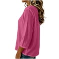 thumbnail image 7 of RQYYD Womens 3/4 Sleeve Crew Neck Linen Blend Dressy Shirts Loose Casual Blouses Tunic Vacation Clothes, 7 of 7