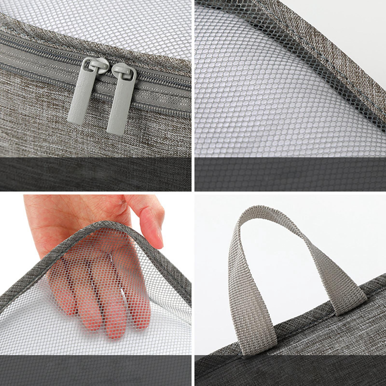 Nishiyuenyi 3 Pieces Compression Packing Cubes Expandable Travel Organizer Dustproof Luggage Grey
