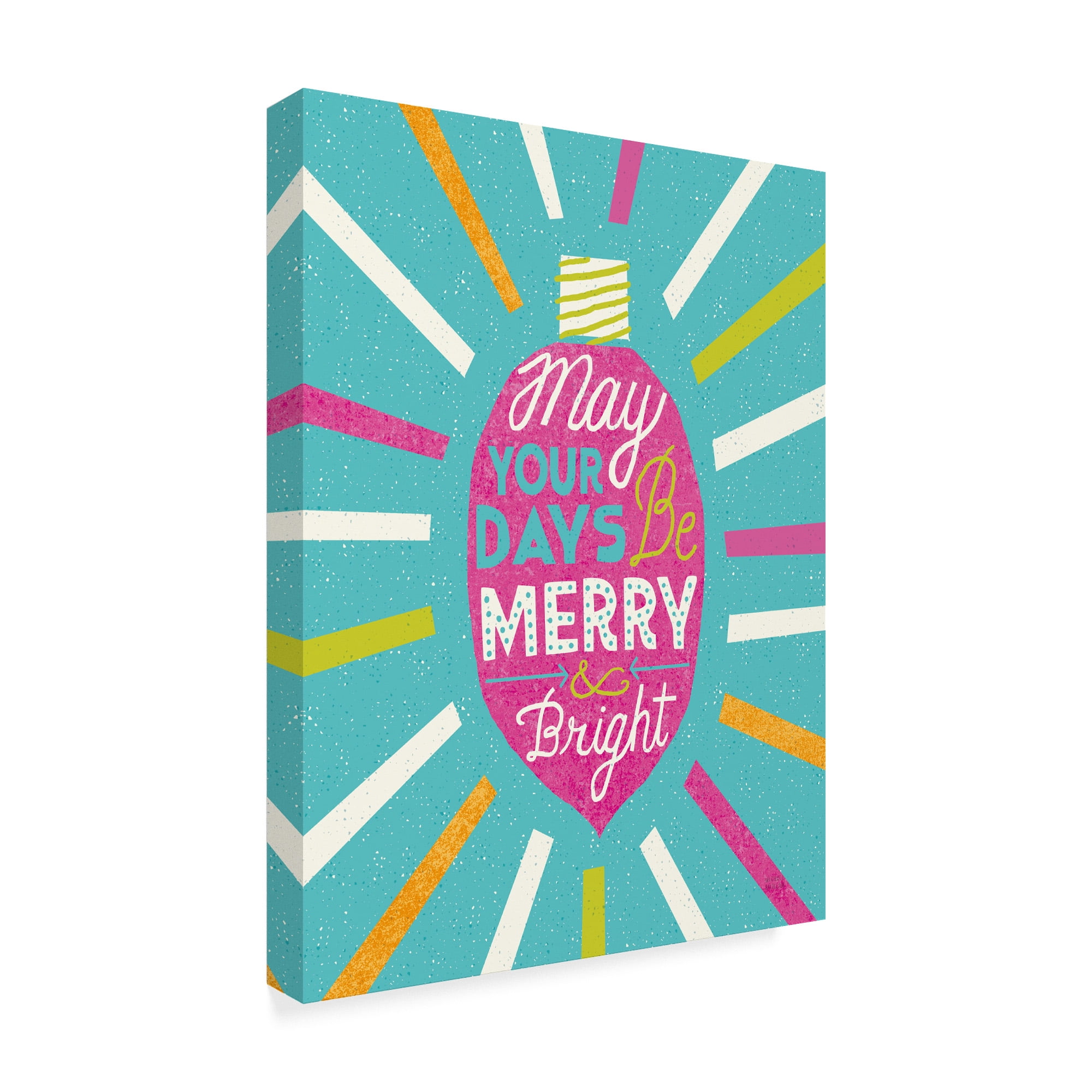 Trademark Fine Art 'Festive Holiday Light Bulb Merry and Bright v2' Canvas Art by Michael Mullan