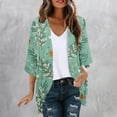 thumbnail image 2 of Nmnitkp Summer Cardigan Light Weight Cardigan Women Summer Floral Print Puff Sleeve Kimono Cardigan Loose Cover Up Casual Blouse Tops Summer Blouses for Women 2025, 2 of 4