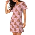 thumbnail image 2 of Yiaed Heart Capybara Print Women's Loose-Fit Short Sleeve Nightgown, Soft and Comfortable Sleep Dress for Relaxation and Sleepwear, 2 of 6
