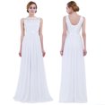 thumbnail image 2 of Raenseen Women's Crochet Lace Chiffon Wedding Bridesmaid Dress Maxi Dress Evening Gowns White 14, 2 of 8