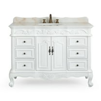 Benton Collection 48" Traditional Antique White Bathroom Vanity with White Marble Top