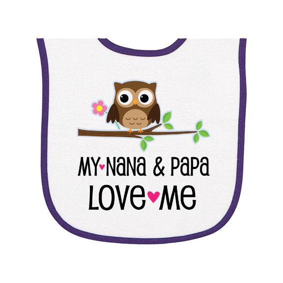 Inktastic Nana and Papa Love Me Baby Girl Baby Terry Cloth Bib