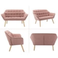 thumbnail image 4 of Guyou Small Loveseat Sofa, Modern Linen 2-Seater Mini Sofa Couch with Quilted Back and Armrests, Cute Accent Chair with Wooden Legs for Living Room Bedroom Apartment, Pink, 4 of 10