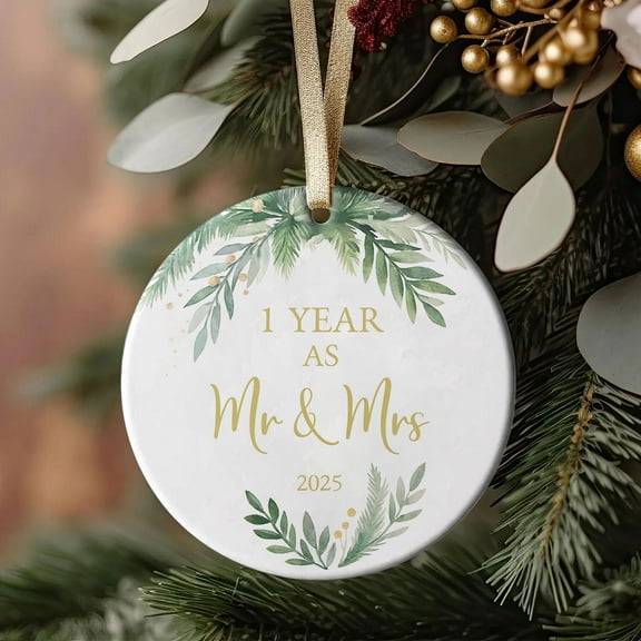 Family Ornaments Ceramic Christmas for Grandma, Grandpa, Husband wife Dad Mom Sister bestie, Mr and Mrs Wedding anniversary Ornament, Ornament Christmas In Our New Home 2025