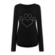 thumbnail image 4 of Moda mujer Casual cuello en V brillante intermitente Hot Diamonds manga larga camiseta Tops Fridja  FKASFK4819, 4 of 5