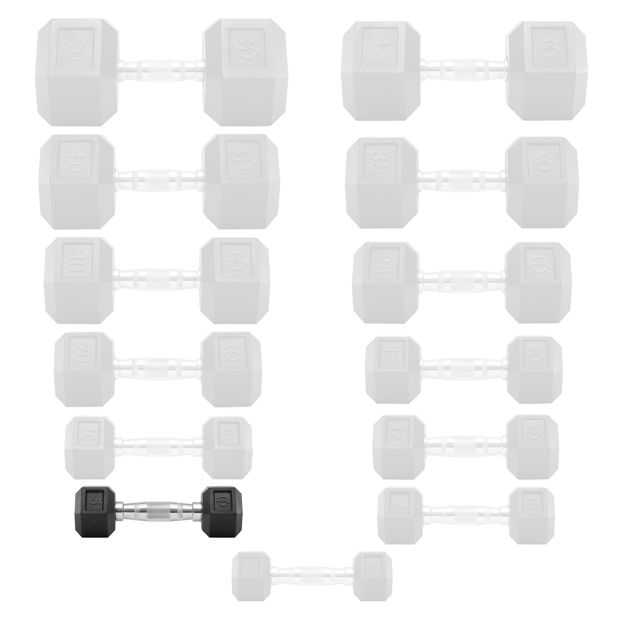 Philosophy Gym Rubber Coated Hex Dumbbell Hand Weights, 5 lb Pair