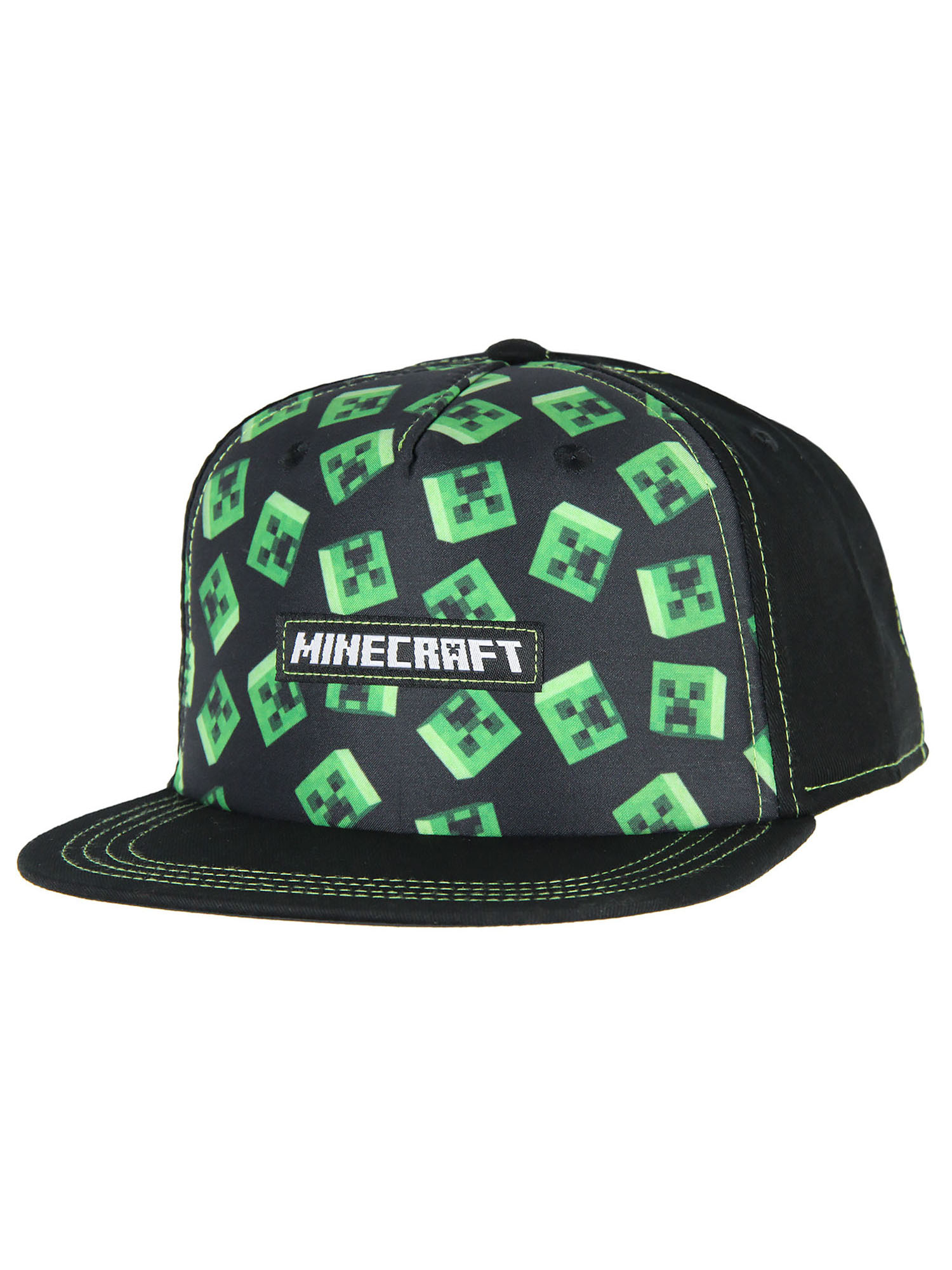 Minecraft Floating Creeper Head Design Flat Bill Youth Snapback OSFM Hat