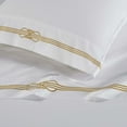 thumbnail image 4 of BNM Gold Embroidered Cotton Bed Sheet Set, Twin, White/Gold, 4 of 8