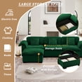 thumbnail image 5 of Modular Sleeper Sofa for Living Room, Cloud Couch Sectional Sofa with Storage, L-Shape Velvet Sofa with 3 Lumbar Pillows, Upholstered Wide Arm Sofa with Ottoman, Solid Wood Frame, Green, 5 of 8