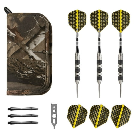 Viper Fan - Viper The Freak Steel Tip Darts Knurled and Shark Fin Barrel 22 Grams and Casemaster Realtree Hardwoods Deluxe Camouflage Dart Case