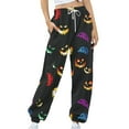 thumbnail image 5 of Cavosen Halloween Women's Sweatpants Pull on with Pockets Pumpkin Face Print Wide Leg Pants Sweatpants Long Pants Casual Loose Drawstring Elastic Waist Ankle Length Trouser Joggor Festival M, 5 of 6