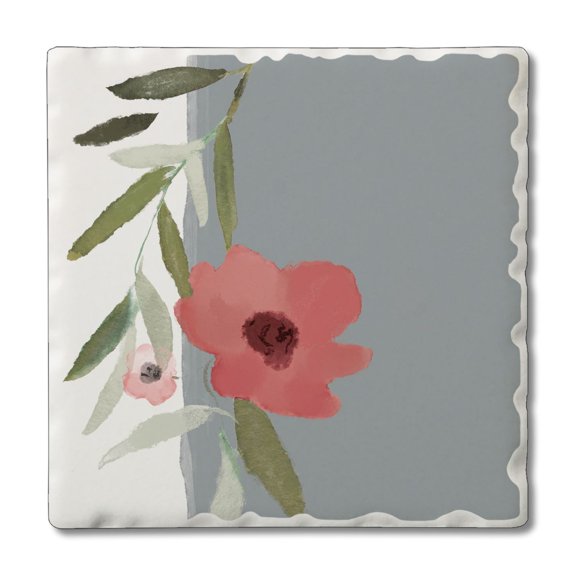 Thirstystone "Flower On Grey" Single Tumbled Tile Coaster