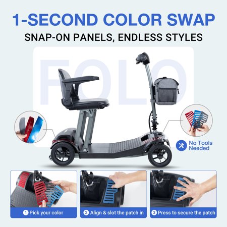 ScootNGo 44lbs Lightweight Foldable Mobility Scooter for Seniors & Adults - Airline Approved, Lithium Battery, USB & Storage Bag