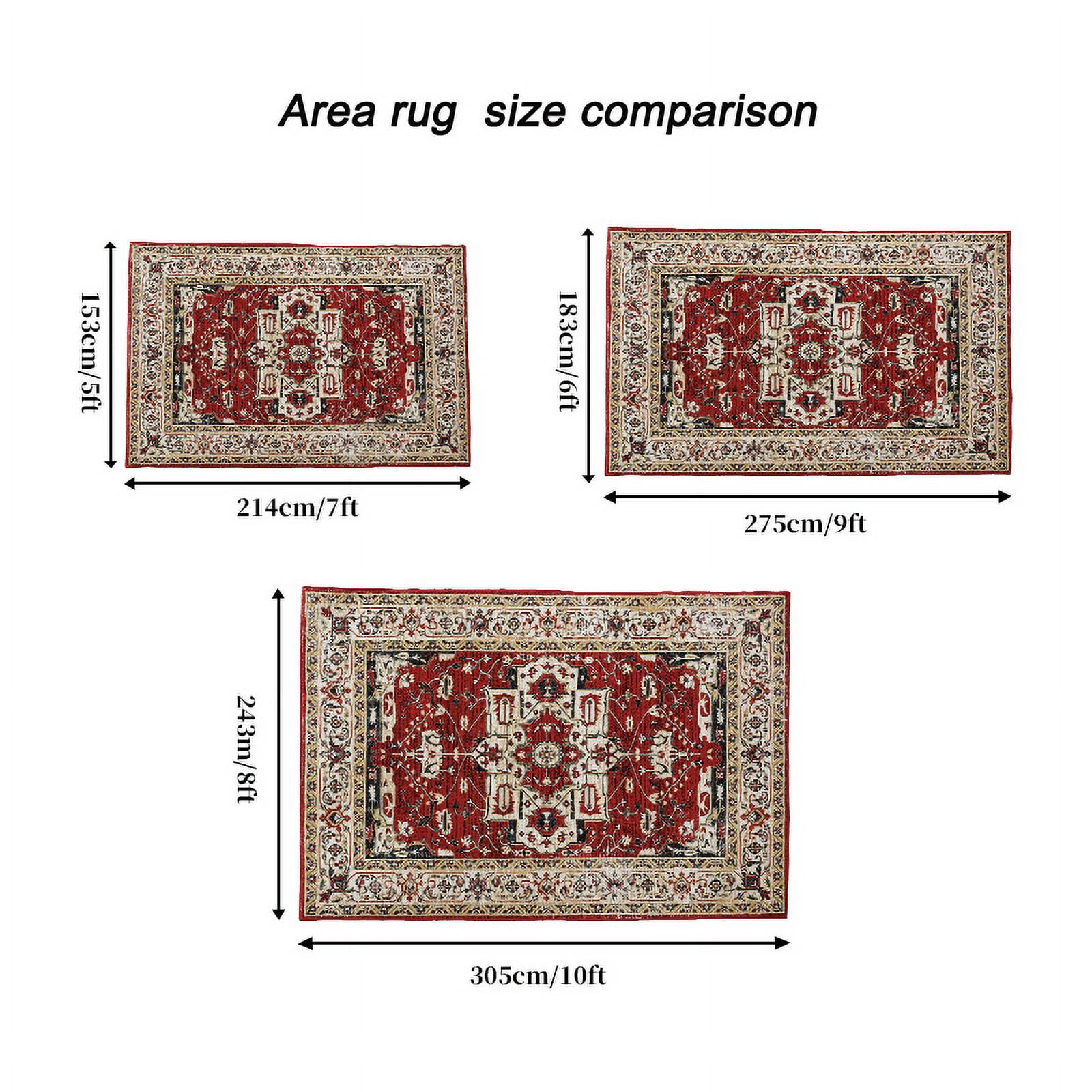 Yoneston 6' x 9' Vintage Bohemia Area Rug Machine Washable Bedroom Rug Soft Non-Slip with Printed Kitchen Mat for Living Room Playroom Dining Room Decoration, Red